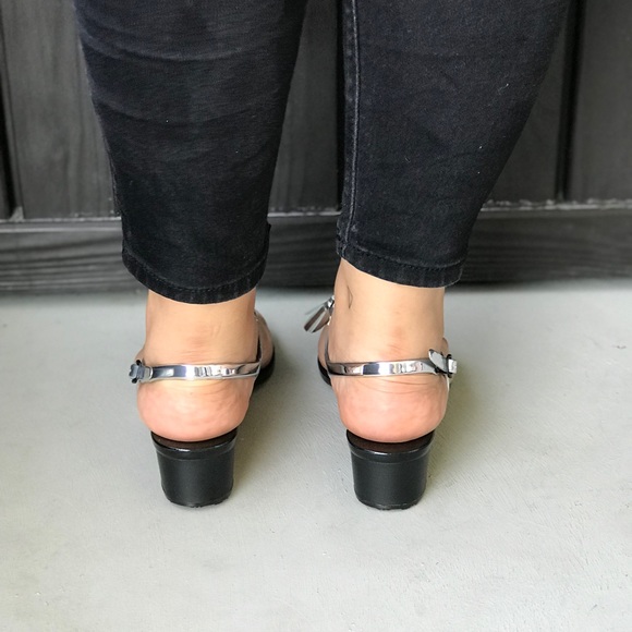 Silver Thong Tassel Kitten Heel Jelly Sandals - Picture 4 of 6